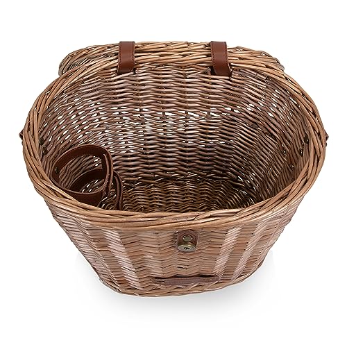 PICNIC TIME Cambridge Bike Basket, Personal Picnic Basket with Removable Shoulder Strap, Small Basket for Lunch, Bicycle Basket, (Wicker)