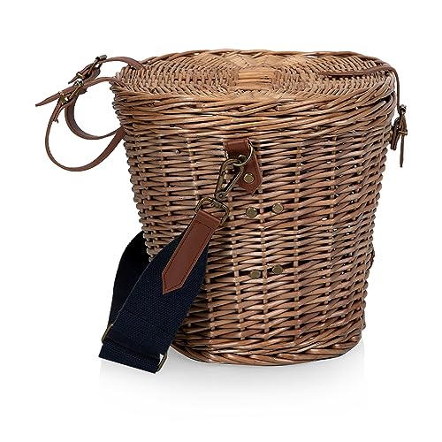 PICNIC TIME Cambridge Bike Basket, Personal Picnic Basket with Removable Shoulder Strap, Small Basket for Lunch, Bicycle Basket, (Wicker)