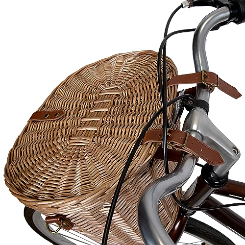 PICNIC TIME Cambridge Bike Basket, Personal Picnic Basket with Removable Shoulder Strap, Small Basket for Lunch, Bicycle Basket, (Wicker)