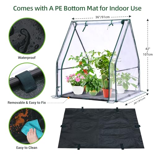 Mini Greenhouse for Indoor Outdoor: Ohuhu Tabletop Portable Green House with Waterproof Pad for Small Plants Nursery Germination, 36"x36"x42" Light Duty Cover Tent Humidity Dome Seedling Accessory