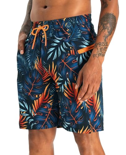 APTRO Men's Swim Trunks with Compression Liner 9" Board Shorts with Zipper Pocket Bathing Suit Swimwear