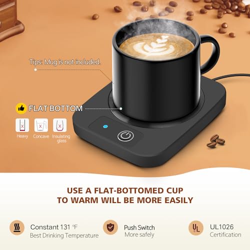 Coffee Mug Warmer, Smart Candle Warmer, Electric Cup Warmer with Aluminum Metal Panel for Office, Desk Accessories, Electric Beverage Warmer for Cocoa, Milk, for Coworkers Friends,