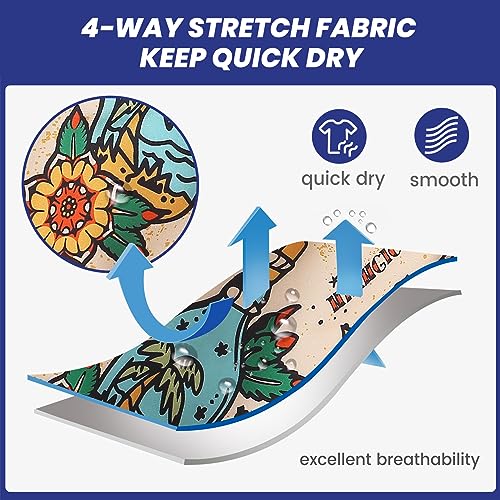 maamgic Mens Swim Trunks Retro Swim Shorts 4 Way Stretch with Mesh Vintage 80s 90s Quick Dry Swim Suits Board Shorts