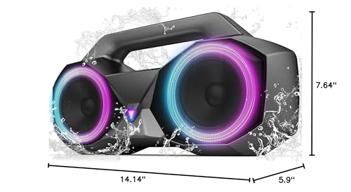 KMAG Portable Bluetooth Speaker - IPX7 Waterproof Wireless Speakers with 80W Loud HiFi Stereo Sound, 24H Playtime, Dynamic Light, Deep Bass, Dual Pairing, 5.3 BT for Outdoor, Home, Party, Gifts