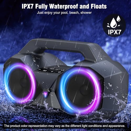 KMAG Portable Bluetooth Speaker - IPX7 Waterproof Wireless Speakers with 80W Loud HiFi Stereo Sound, 24H Playtime, Dynamic Light, Deep Bass, Dual Pairing, 5.3 BT for Outdoor, Home, Party, Gifts