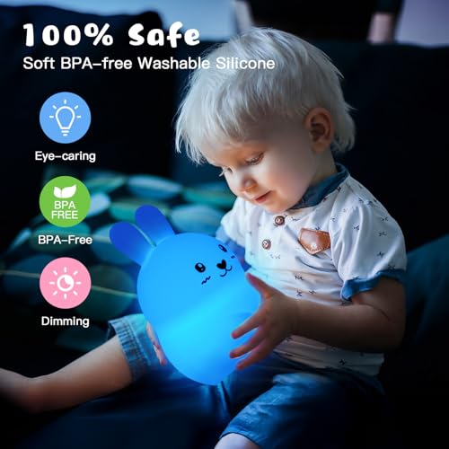 Nice Dream Bear Night Light for Kids, 9 Color Changing Baby Night Light with Remote＆Timer, Rechargeable Animal Kids Night Lamp for Boys Girls Nursery Bedroom, Kids Kawaii Gifts (5.9"x4.7"x4.7")