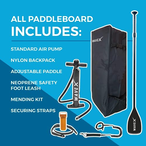 Wavex Inflatable Stand Up Paddle Board | Premium Paddleboard Accessories | Multiple Sizes: 10'6, 11', 11.6'