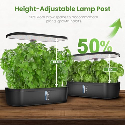 Indoor Garden Hydroponics Growing System 12 Pods, Indoor Herb Garden with LED Grow Light, Adjustable Height Up to 12inch, Hydroponics for Family