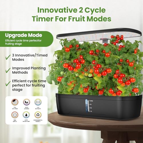 Indoor Garden Hydroponics Growing System 12 Pods, Indoor Herb Garden with LED Grow Light, Adjustable Height Up to 12inch, Hydroponics for Family