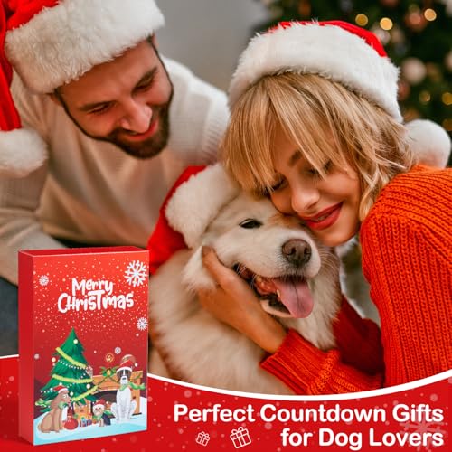 Dog Advent Calendar, Reusable Empty Advent Calendar to Fill Yourself, Christmas Gifts for Dog Lovers - Personalize with Treats for Dog or Human Xmas Countdown Gift Box