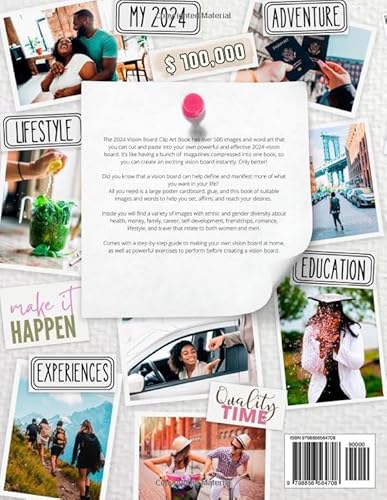 2024 Vision Board Clip Art Book: Create Powerful Vision Boards from 500+ Images, Quotes, and Words to Achieve Your Best Year Ever | Inspirational Pictures For Women and Men (Vision Board Supplies)