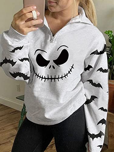 tiqwova Womens Nightmare Before Christmas Halloween Sweatshirt, Loose Casual Christmas Shirt for Women (N01-XL)