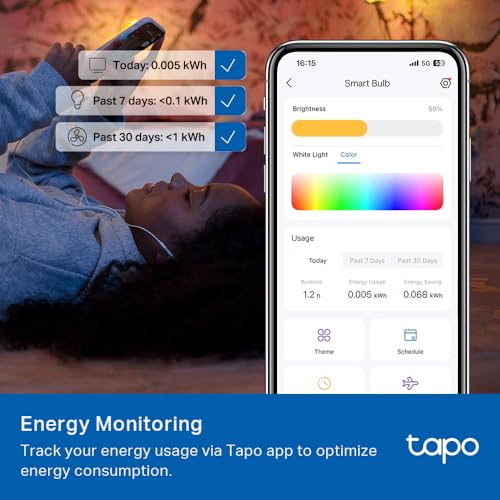 Tapo TP-Link Smart Light Bulbs, 1100 Lumens High Brightness (75W Equivalent), Matter-Certified, 16M Colors WiFi Light Bulb, Dimmable, Works w/Siri, Alexa & Google Home, A19 E26, L535E(2-Pack)