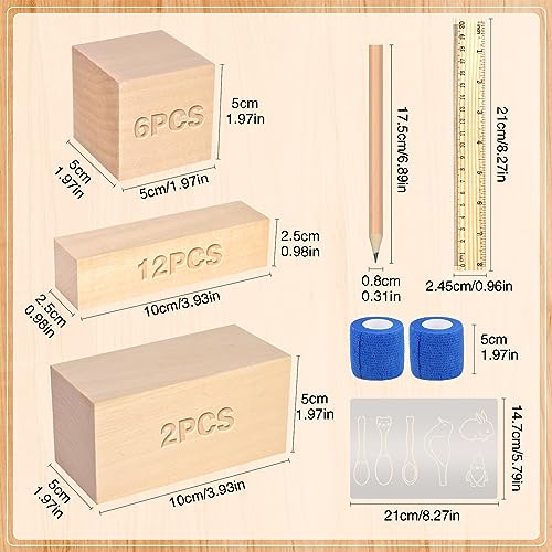 25 pcs Whittling Wood Blocks Wood Carving Kit with 3 Different Sizes,Whittling Wood Carving Basswood for Wood Carving Set Wood Carving Wood (4 inch)