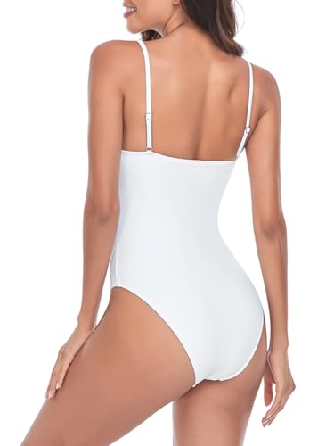 Women's One Piece Bathing Suit with Adjustable Straps Bandeau One Piece Swimsuit