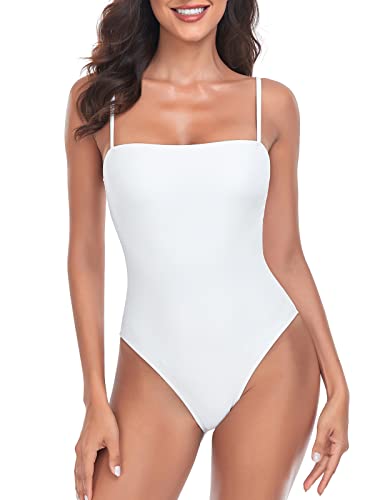 Women's One Piece Bathing Suit with Adjustable Straps Bandeau One Piece Swimsuit