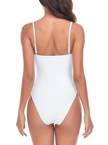 Women's One Piece Bathing Suit with Adjustable Straps Bandeau One Piece Swimsuit