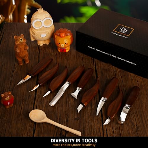 IMYMEE Wood Carving Tools Deluxe-Whittling Knife,Wood Carving Kit,Wood Whittling Kit for Beginners,Spoon Carving Kit,Woodworking Tools Set Large Wood Carving Knife Set