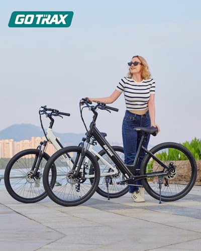 Gotrax 26" Electric Bike, Max Range 30Miles(Pedal-assist1) & 15.5/20Mph Power by 250/350W, 3 Riding Modes & Adjustable Seat, 7-Speed & Front Shock Absorber, Commuter Electric Bicycle for Adults