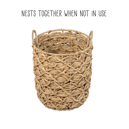 Honey-Can-Do Set of 2 Round Decorative Wicker Baskets with Handles for Storage, Natural STO-09848 Natural