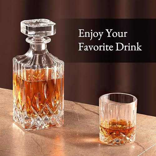 Luxury Gift For Men – Whiskey Decanter Set For Beloved Husband Or Dad Birthday Gift – 4 Whiskey Glasses And Decanter Set Is a Great Gift Idea for Whisky, Bourbon, or Scotch lovers