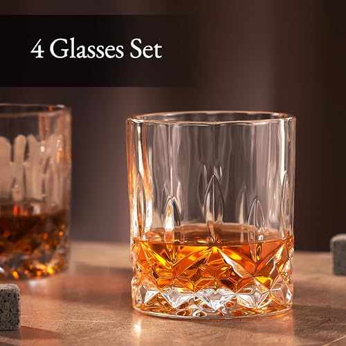 Luxury Gift For Men – Whiskey Decanter Set For Beloved Husband Or Dad Birthday Gift – 4 Whiskey Glasses And Decanter Set Is a Great Gift Idea for Whisky, Bourbon, or Scotch lovers