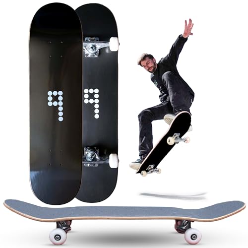 Braille Complete Skateboard for Adults Teens Boys Girls Kids Skateboard Standard Skateboard for Tricks, 31.5” Pro Skate Board