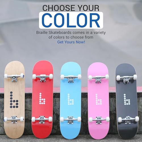 Braille Complete Skateboard for Adults Teens Boys Girls Kids Skateboard Standard Skateboard for Tricks, 31.5” Pro Skate Board