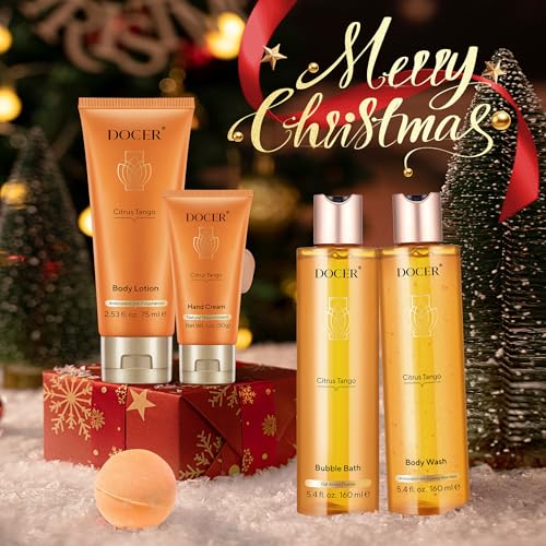 Spa Gift for Women, Teacher Appreciation Gifts DOCER Luxury 8 Pcs Spa Passion Tango Scent 2024 Gift Baskets for Women Includes Bath Bomb Salt Body Lotion Hand Scream Holiday Birthday Gifts for Women