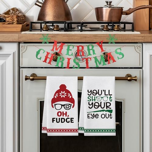 A Christmas Story Merchandise Gifts, 2 Pack Funny Christmas Kitchen Towels, Christmas Story Holiday Collection Decoration, Cute Christmas Home Kitchen Bathroom Decor, Novelty Xmas Gift for Women Men