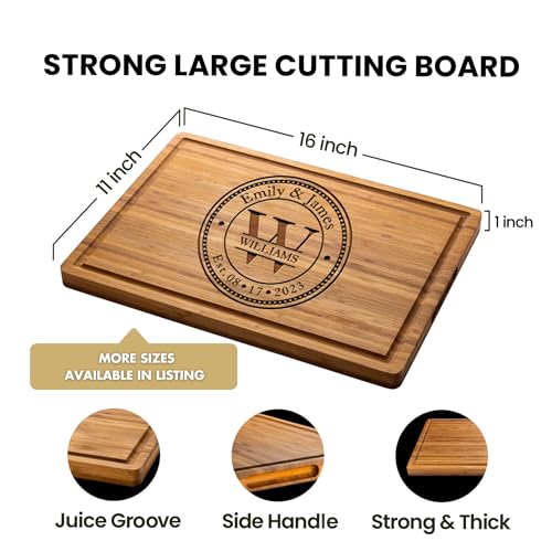 Personalized Wedding Cutting Board, Custom Monogram Engraved Charcuterie Board, Anniversary Gift for Couple, Bridal Shower Gift Ideas, 50th Anniversary Gift for Her, USA Hand Crafted