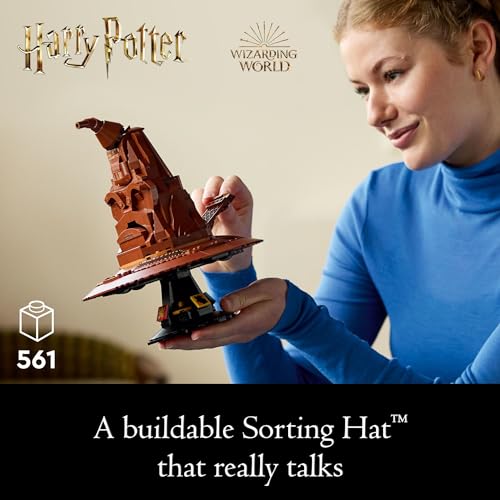 LEGO Harry Potter Talking Sorting Hat, Hogwarts Hat with 31 Randomized Sounds, Harry Potter Building Set for Ages 18 and up, Halloween Themed Gift for Adults, Women & Men, 76429