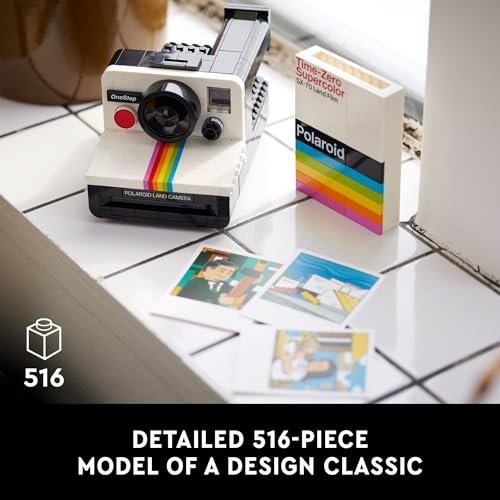 LEGO Ideas Polaroid OneStep SX-70 Camera Building Kit, Creative Gift for Photographers, Collectible Brick-Built Vintage Polaroid Camera Model, Creative Activity or Gift for Adults, 21345