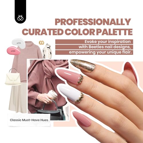 Beetles Gel Nail Polish 25 Colors Gel Polish Set Nude Blue Pink Red Gel Polish Chic Outfits Collection with 3Pcs Base Top Coat Gel Summer Manicure Kit Salon DIY Home Gift for Women Girls