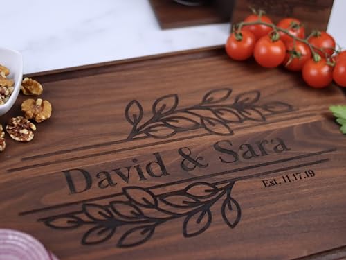 MODERN MADE DESIGNS Handmade Cutting Board, Personalized Bamboo, Walnut, Cherry or Maple Wood Engraved Boards USA Made, Customizable for Weddings, Anniversary, Housewarming, Kitchen Decor, Gift Idea