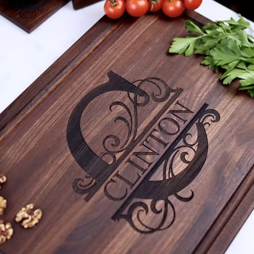 MODERN MADE DESIGNS Handmade Cutting Board, Personalized Bamboo, Walnut, Cherry or Maple Wood Engraved Boards USA Made, Customizable for Weddings, Anniversary, Housewarming, Kitchen Decor, Gift Idea