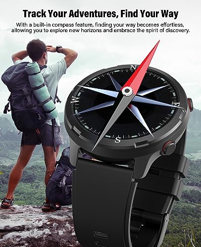 GPS Smart Watch for Men Women, Rugged Outdoor Watch with GPS and Compass, Fitness Tracker with Heart Rate Blood Oxygen Sleep Monitor, IP68 Waterproof, 1.32" Touch Screen, Compatible Android iOS iPhone