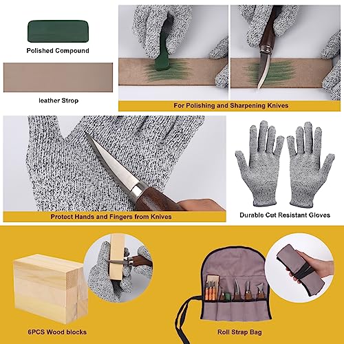 Wood Carving Tools, 26 PCS Wood Whittling kit for Beginners, Wood Carving Knife Set, Premium Whittling Knives Set for All Levels, Professional Woodworking Tools Kit