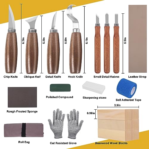 Wood Carving Tools, 26 PCS Wood Whittling kit for Beginners, Wood Carving Knife Set, Premium Whittling Knives Set for All Levels, Professional Woodworking Tools Kit