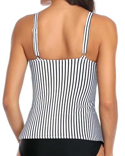 Yonique Women's Tankini Top Only Tummy Control Bathing Suit Top Ruffle Swimsuit Top V Neck Swim Tank Top No Bottom