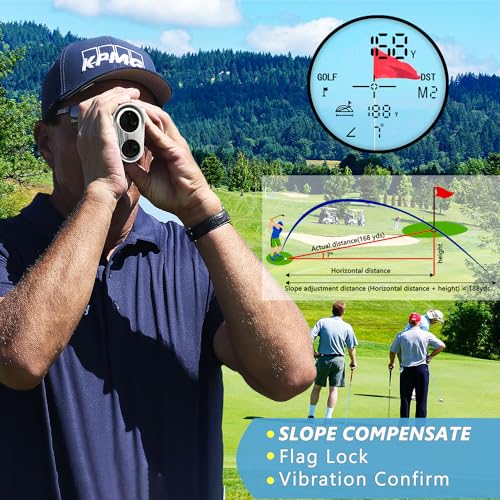 Golf Rangefinder with Slope, Golf Laser Rangefinder,1200 Yard Range Finder Golfing with Magnetic Holder, USB C Rechagreable, 7X Magnification, High-Precision Flag Lock Vibration, Fast Focus