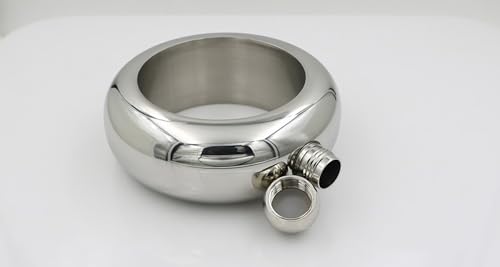 CNFLASK 3.5oz Mirror Polished Silver Bracelet Flask 304 Stainless Steel Bangle Shaped Drinking Flask With Funnel