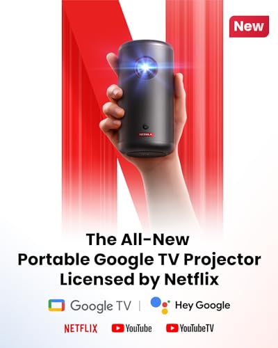 NEBULA Capsule 3 GTV Projector, Netflix Officially Licensed, 1080P Smart Mini Projector with Wi-Fi, 2.5 Hours of Playtime, 120-Inch Display, Dolby Digital, Ultra Portable for Any Space