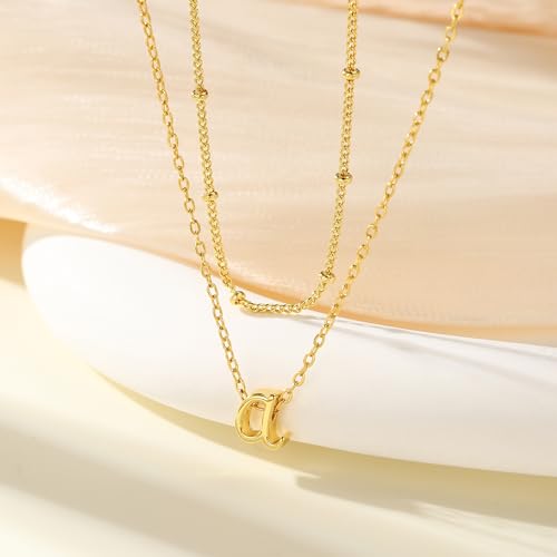 Yoosteel Gold Initial Necklaces for Women, Dainty 14K Gold Plated Layered Initial M Pendant Choker Necklace Tiny Initial Necklace Layered Gold Initial Necklaces for Women Jewelry