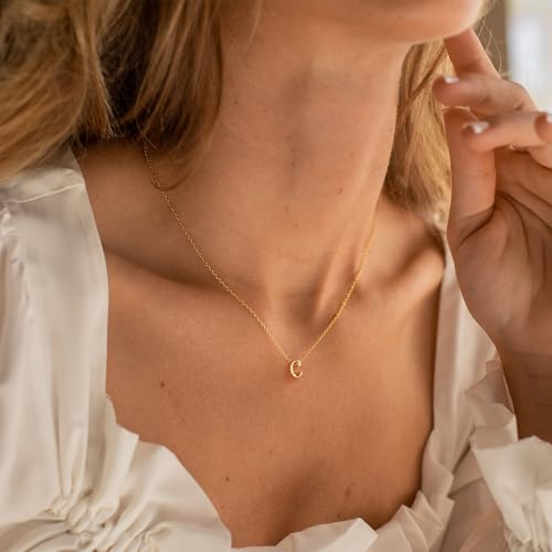 Yoosteel Gold Initial Necklaces for Women, Dainty 14K Gold Plated Layered Initial M Pendant Choker Necklace Tiny Initial Necklace Layered Gold Initial Necklaces for Women Jewelry