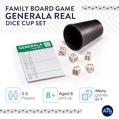 Board Games - Generala Real | Dice Cup Set - Friends and Family Games | Birthday Gifts for Women - Gifts for Men | Game Night - Board Games for Adults | Juegos - Ideal for Yahtzee