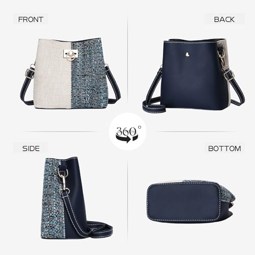 PINCNEL Cross Body Bag Purses for Women - PU Leather Crossbody Bucket Bag with Adjustable Shoulder Strap, Multiple Pockets