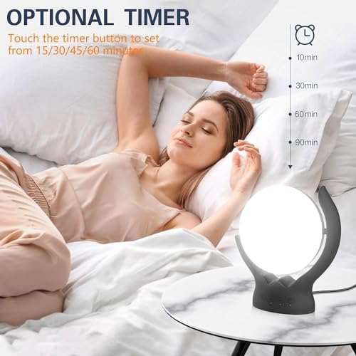 Voraiya Light Therapy Lamp, UV-Free 10000 Lux Therapy Light, Rotatable Happy Sunlight Lamp with 5 Brightness & 3 Color Temperature,Timer & Memory Function, Daylight Lamp for Bedroom, Offie