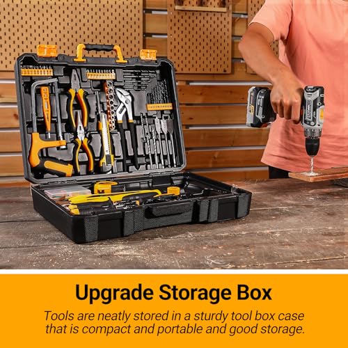 Cordless Drill Tool Kit Set: 20V Power Drill Tool Box with Battery Electric Drill Driver for Men Home Hand Repair Basic Toolbox Tools Sets Drills Case