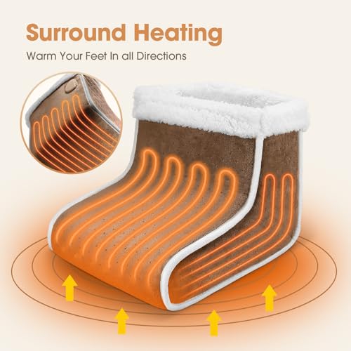 Electric Foot Warmer, Rapid Heating Pad for Feet, 6-Level Heating Feet Warmers Washable, Heated Slippers Valentines Day Gift for Women Men